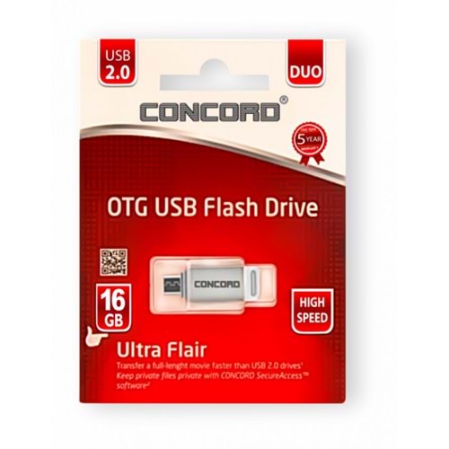 Concord C-OTG16 16GB Çift Taraflı Micro OTG USB 2.0 Bellek