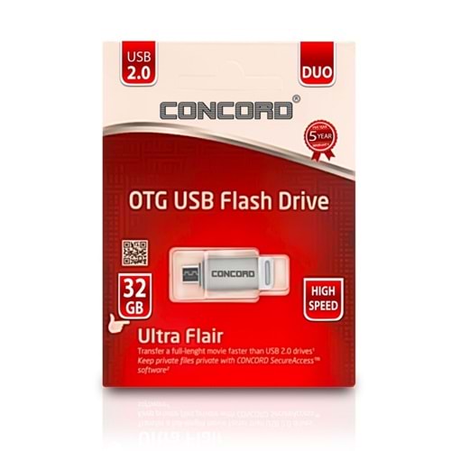 Concord C-OTG32 32GB Çift Taraflı Micro OTG USB 2.0 Bellek