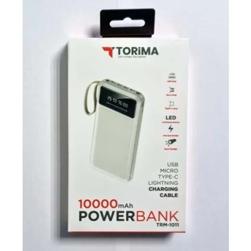 Torima TRM-1011 Dijital Ekran Hızlı Şarj Özellikli 4 Çıkışlı 10.000 Mah Powerbank